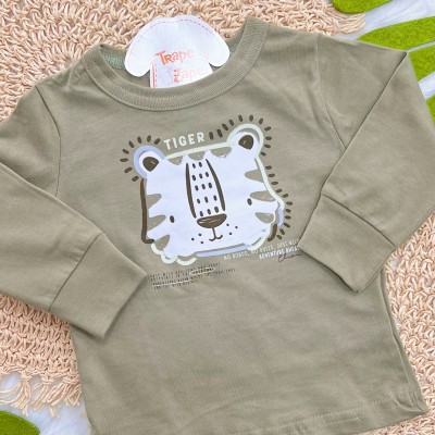 Conj. Colete, Blusa Manga Longa Tiger e Calça de Moletom - Verde e Verde Musgo